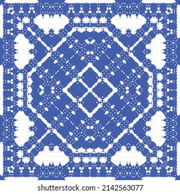 Antique azulejo tiles patchwork. Kitchen design. Vector seamless pattern concept. Blue spain and portuguese decor for bags, smartphone cases, T-shirts, linens or scrapbooking.