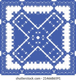Antique azulejo tiles patchwork. Kitchen design. Vector seamless pattern concept. Blue spain and portuguese decor for bags, smartphone cases, T-shirts, linens or scrapbooking.