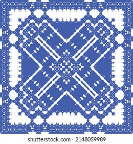 Antique azulejo tiles patchwork. Kitchen design. Vector seamless pattern concept. Blue spain and portuguese decor for bags, smartphone cases, T-shirts, linens or scrapbooking.