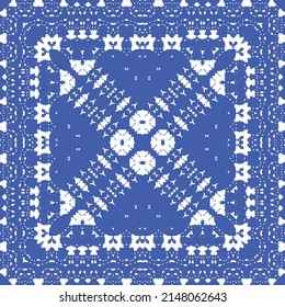 Antique azulejo tiles patchwork. Kitchen design. Vector seamless pattern concept. Blue spain and portuguese decor for bags, smartphone cases, T-shirts, linens or scrapbooking.
