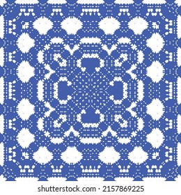 Antique azulejo tiles patchwork. Kitchen design. Vector seamless pattern concept. Blue spain and portuguese decor for bags, smartphone cases, T-shirts, linens or scrapbooking.