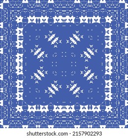 Antique azulejo tiles patchwork. Kitchen design. Vector seamless pattern concept. Blue spain and portuguese decor for bags, smartphone cases, T-shirts, linens or scrapbooking.