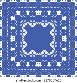 Antique azulejo tiles patchwork. Kitchen design. Vector seamless pattern concept. Blue spain and portuguese decor for bags, smartphone cases, T-shirts, linens or scrapbooking.