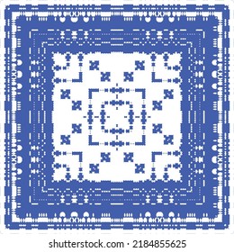 Antique azulejo tiles patchwork. Kitchen design. Vector seamless pattern concept. Blue spain and portuguese decor for bags, smartphone cases, T-shirts, linens or scrapbooking.