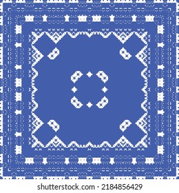 Antique azulejo tiles patchwork. Kitchen design. Vector seamless pattern concept. Blue spain and portuguese decor for bags, smartphone cases, T-shirts, linens or scrapbooking.