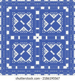 Antique azulejo tiles patchwork. Kitchen design. Vector seamless pattern concept. Blue spain and portuguese decor for bags, smartphone cases, T-shirts, linens or scrapbooking.