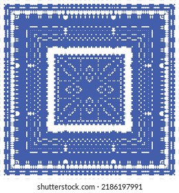 Antique azulejo tiles patchwork. Kitchen design. Vector seamless pattern concept. Blue spain and portuguese decor for bags, smartphone cases, T-shirts, linens or scrapbooking.