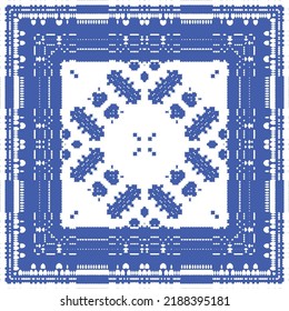 Antique azulejo tiles patchwork. Kitchen design. Vector seamless pattern concept. Blue spain and portuguese decor for bags, smartphone cases, T-shirts, linens or scrapbooking.
