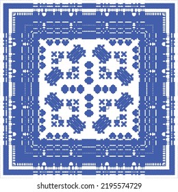 Antique azulejo tiles patchwork. Kitchen design. Vector seamless pattern concept. Blue spain and portuguese decor for bags, smartphone cases, T-shirts, linens or scrapbooking.