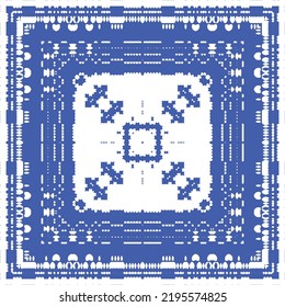 Antique azulejo tiles patchwork. Kitchen design. Vector seamless pattern concept. Blue spain and portuguese decor for bags, smartphone cases, T-shirts, linens or scrapbooking.