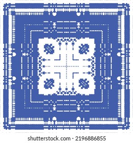 Antique azulejo tiles patchwork. Kitchen design. Vector seamless pattern concept. Blue spain and portuguese decor for bags, smartphone cases, T-shirts, linens or scrapbooking.