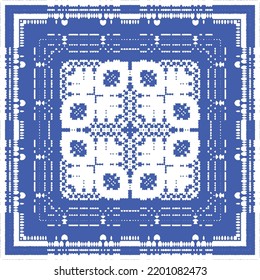 Antique azulejo tiles patchwork. Kitchen design. Vector seamless pattern concept. Blue spain and portuguese decor for bags, smartphone cases, T-shirts, linens or scrapbooking.