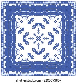 Antique azulejo tiles patchwork. Kitchen design. Vector seamless pattern concept. Blue spain and portuguese decor for bags, smartphone cases, T-shirts, linens or scrapbooking.