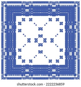 Antique azulejo tiles patchwork. Kitchen design. Vector seamless pattern concept. Blue spain and portuguese decor for bags, smartphone cases, T-shirts, linens or scrapbooking.