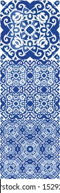 Antique azulejo tiles patchwork. Minimal design. Vector seamless pattern watercolor. spain and portuguese decor for bags, smartphone cases, T-shirts, linens or scrapbooking.