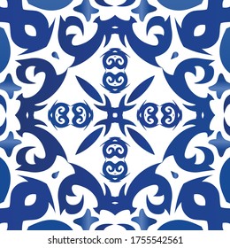 Baldosas de azulejos antiguos. Diseño mínimo. Textura de patrón sin fisuras del vector. España azul y decoración portuguesa para bolsas, estuches para smartphones, camisetas, ropa de cama o scrapbooking.