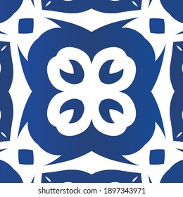 Antique azulejo tiles patchwork. Minimal design. Vector seamless pattern elements. Blue spain and portuguese decor for bags, smartphone cases, T-shirts, linens or scrapbooking.