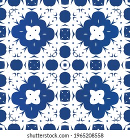 Baldosas de azulejos antiguos. Diseño mínimo. acuarela de patrón sin fisuras vectorial. España azul y decoración portuguesa para bolsas, estuches para smartphones, camisetas, ropa de cama o scrapbooking.