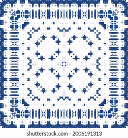 Baldosas de azulejos antiguos. Diseño mínimo. acuarela de patrón sin fisuras vectorial. España azul y decoración portuguesa para bolsas, estuches para smartphones, camisetas, ropa de cama o scrapbooking.