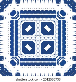 Baldosas de azulejos antiguos. Diseño mínimo. acuarela de patrón sin fisuras vectorial. España azul y decoración portuguesa para bolsas, estuches para smartphones, camisetas, ropa de cama o scrapbooking.