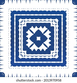 Baldosas de azulejos antiguos. Diseño mínimo. acuarela de patrón sin fisuras vectorial. España azul y decoración portuguesa para bolsas, estuches para smartphones, camisetas, ropa de cama o scrapbooking.
