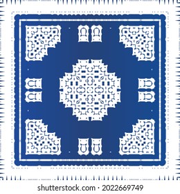 Antique azulejo tiles patchwork. Minimal design. Vector seamless pattern watercolor. Blue spain and portuguese decor for bags, smartphone cases, T-shirts, linens or scrapbooking.
