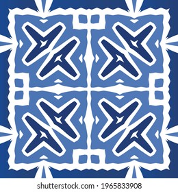 Fliesen-Fliesen-Fliesen aus antiker Azulejo-Zeit. Modernes Design. Vektornahtlose Muster-Textur. Blauer Spain und portugiesisches Dekor für Taschen, Smartphone-Kisten, T-Shirts, Bettwäsche oder Scrapbooking.