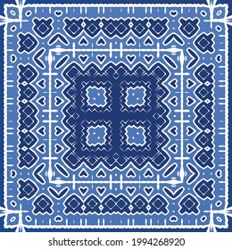 Baldosas de azulejos antiguos. Diseño moderno. Textura de patrón sin fisuras del vector. España azul y decoración portuguesa para bolsas, estuches para smartphones, camisetas, ropa de cama o scrapbooking.