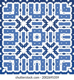 Baldosas de azulejos antiguos. Diseño moderno. Textura de patrón sin fisuras del vector. España azul y decoración portuguesa para bolsas, estuches para smartphones, camisetas, ropa de cama o scrapbooking.