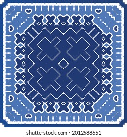 Antique azulejo tiles patchwork. Modern design. Vector seamless pattern texture. Blue spain and portuguese decor for bags, smartphone cases, T-shirts, linens or scrapbooking.