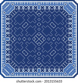 Antique azulejo tiles patchwork. Modern design. Vector seamless pattern texture. Blue spain and portuguese decor for bags, smartphone cases, T-shirts, linens or scrapbooking.