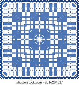 Antique azulejo tiles patchwork. Modern design. Vector seamless pattern texture. Blue spain and portuguese decor for bags, smartphone cases, T-shirts, linens or scrapbooking.