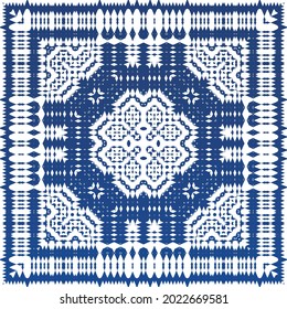 Fliesen-Fliesen-Fliesen aus antiker Azulejo-Zeit. Modernes Design. Vektornahtlose Muster-Textur. Blauer Spain und portugiesisches Dekor für Taschen, Smartphone-Kisten, T-Shirts, Bettwäsche oder Scrapbooking.