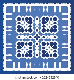 Antique azulejo tiles patchwork. Modern design. Vector seamless pattern texture. Blue spain and portuguese decor for bags, smartphone cases, T-shirts, linens or scrapbooking.