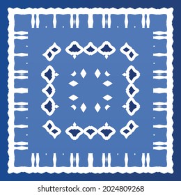 Antique azulejo tiles patchwork. Modern design. Vector seamless pattern texture. Blue spain and portuguese decor for bags, smartphone cases, T-shirts, linens or scrapbooking.