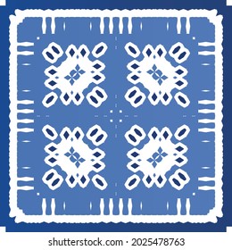 Antique azulejo tiles patchwork. Modern design. Vector seamless pattern texture. Blue spain and portuguese decor for bags, smartphone cases, T-shirts, linens or scrapbooking.