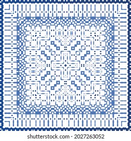 Antique azulejo tiles patchwork. Modern design. Vector seamless pattern texture. Blue spain and portuguese decor for bags, smartphone cases, T-shirts, linens or scrapbooking.