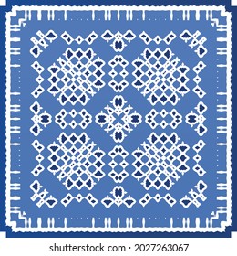 Antique azulejo tiles patchwork. Modern design. Vector seamless pattern texture. Blue spain and portuguese decor for bags, smartphone cases, T-shirts, linens or scrapbooking.