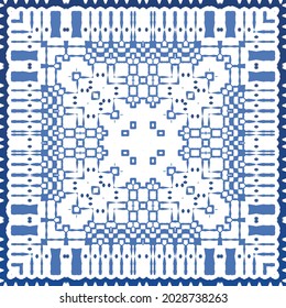 Antique azulejo tiles patchwork. Modern design. Vector seamless pattern texture. Blue spain and portuguese decor for bags, smartphone cases, T-shirts, linens or scrapbooking.