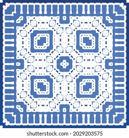Baldosas de azulejos antiguos. Diseño moderno. Textura de patrón sin fisuras del vector. España azul y decoración portuguesa para bolsas, estuches para smartphones, camisetas, ropa de cama o scrapbooking.
