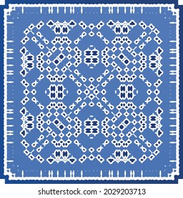 Antique azulejo tiles patchwork. Modern design. Vector seamless pattern texture. Blue spain and portuguese decor for bags, smartphone cases, T-shirts, linens or scrapbooking.