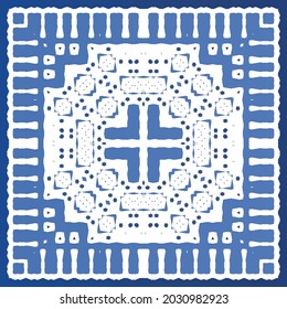 Baldosas de azulejos antiguos. Diseño moderno. Textura de patrón sin fisuras del vector. España azul y decoración portuguesa para bolsas, estuches para smartphones, camisetas, ropa de cama o scrapbooking.