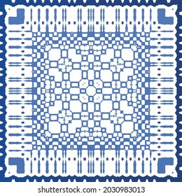 Antique azulejo tiles patchwork. Modern design. Vector seamless pattern texture. Blue spain and portuguese decor for bags, smartphone cases, T-shirts, linens or scrapbooking.