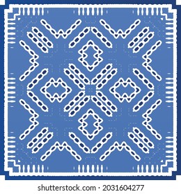 Antique azulejo tiles patchwork. Modern design. Vector seamless pattern texture. Blue spain and portuguese decor for bags, smartphone cases, T-shirts, linens or scrapbooking.