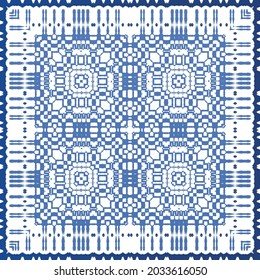 Antique azulejo tiles patchwork. Modern design. Vector seamless pattern texture. Blue spain and portuguese decor for bags, smartphone cases, T-shirts, linens or scrapbooking.