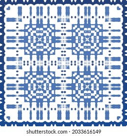 Fliesen-Fliesen-Fliesen aus antiker Azulejo-Zeit. Modernes Design. Vektornahtlose Muster-Textur. Blauer Spain und portugiesisches Dekor für Taschen, Smartphone-Kisten, T-Shirts, Bettwäsche oder Scrapbooking.