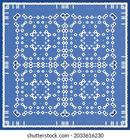 Antique azulejo tiles patchwork. Modern design. Vector seamless pattern texture. Blue spain and portuguese decor for bags, smartphone cases, T-shirts, linens or scrapbooking.