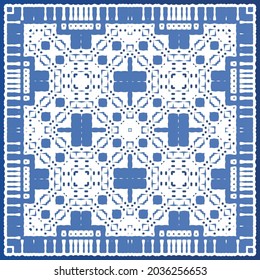 Fliesen-Fliesen-Fliesen aus antiker Azulejo-Zeit. Modernes Design. Vektornahtlose Muster-Textur. Blauer Spain und portugiesisches Dekor für Taschen, Smartphone-Kisten, T-Shirts, Bettwäsche oder Scrapbooking.