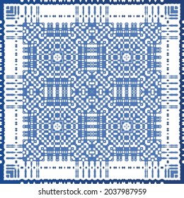 Antique azulejo tiles patchwork. Modern design. Vector seamless pattern texture. Blue spain and portuguese decor for bags, smartphone cases, T-shirts, linens or scrapbooking.