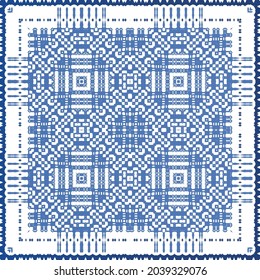 Antique azulejo tiles patchwork. Modern design. Vector seamless pattern texture. Blue spain and portuguese decor for bags, smartphone cases, T-shirts, linens or scrapbooking.